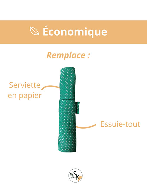 Serviette nomade zero dechet Sakood - Serviette en tissu economique qui remplace serviette en papier et sopalin