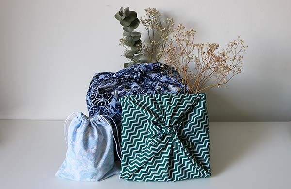Sakood Créations zéro déchet - Des Furoshikis en tissus revalorisés Nantes - Noel green - Emballages cadeaux durables en tissu